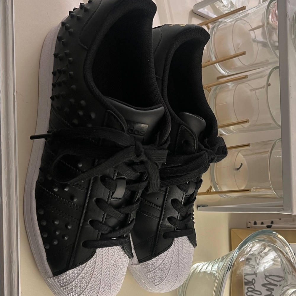 Adidas Black and White Spiked Sneakers